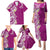 Aloha Polynesian Plumeria Flower Family Matching Puletasi and Hawaiian Shirt Pink Color