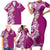 Aloha Polynesian Plumeria Flower Family Matching Short Sleeve Bodycon Dress and Hawaiian Shirt Pink Color