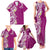 Aloha Polynesian Plumeria Flower Family Matching Tank Maxi Dress and Hawaiian Shirt Pink Color