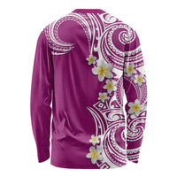 Aloha Polynesian Plumeria Flower Long Sleeve Shirt Pink Color LT03 - Polynesian Pride