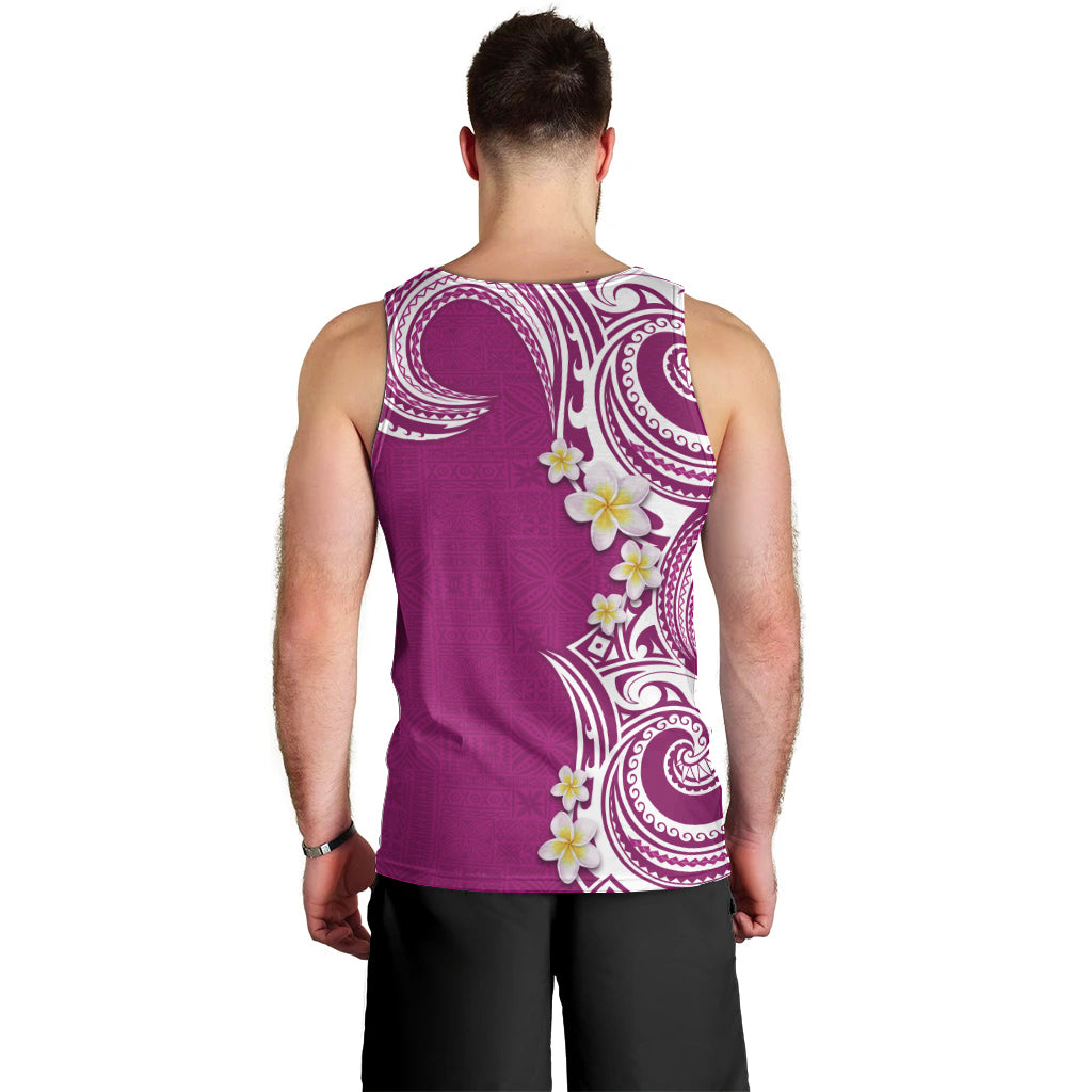 Aloha Polynesian Plumeria Flower Men Tank Top Pink Color LT03 - Polynesian Pride
