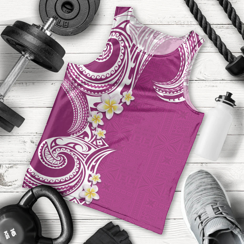 Aloha Polynesian Plumeria Flower Men Tank Top Pink Color LT03 - Polynesian Pride