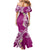 Aloha Polynesian Plumeria Flower Mermaid Dress Pink Color