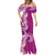 Aloha Polynesian Plumeria Flower Mermaid Dress Pink Color