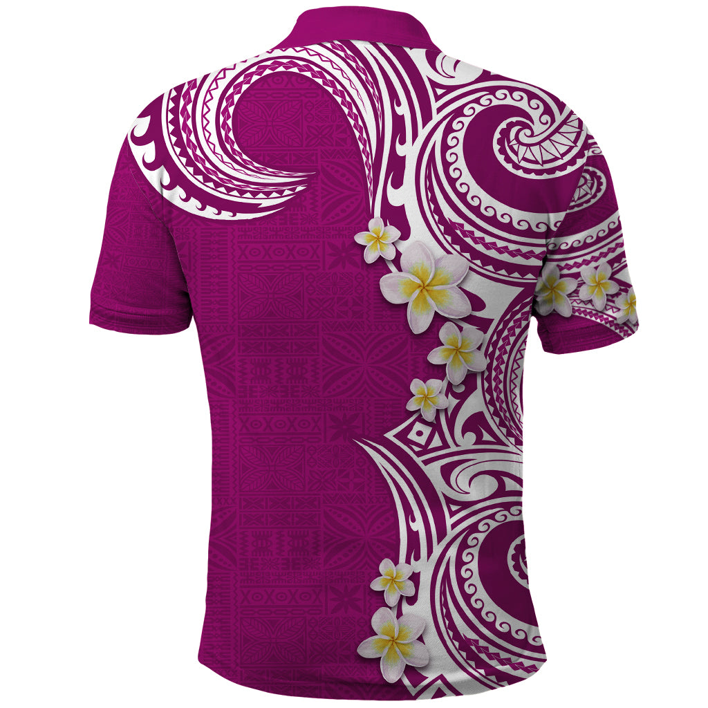 Aloha Polynesian Plumeria Flower Polo Shirt Pink Color