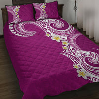 Aloha Polynesian Plumeria Flower Quilt Bed Set Pink Color