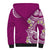 Aloha Polynesian Plumeria Flower Sherpa Hoodie Pink Color