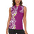 Aloha Polynesian Plumeria Flower Women Sleeveless Polo Shirt Pink Color