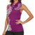 Aloha Polynesian Plumeria Flower Women Sleeveless Polo Shirt Pink Color
