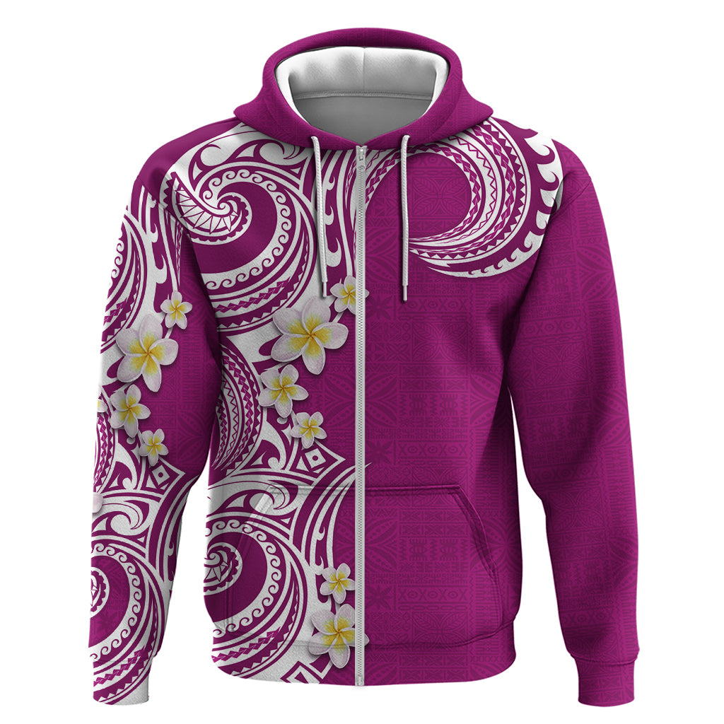 Aloha Polynesian Plumeria Flower Zip Hoodie Pink Color LT03 Zip Hoodie Pink - Polynesian Pride