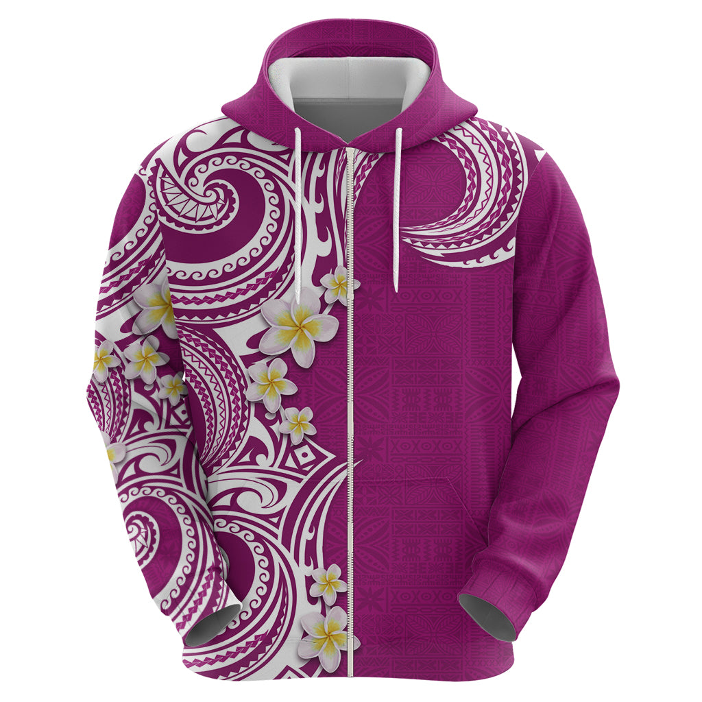 Aloha Polynesian Plumeria Flower Zip Hoodie Pink Color LT03 - Polynesian Pride