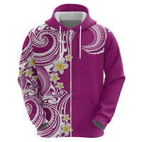 Aloha Polynesian Plumeria Flower Zip Hoodie Pink Color LT03 - Polynesian Pride