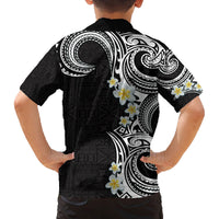 Aloha Polynesian Plumeria Flower Family Matching Long Sleeve Bodycon Dress and Hawaiian Shirt Black White Color LT03 - Polynesian Pride