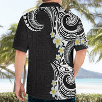 Aloha Polynesian Plumeria Flower Hawaiian Shirt Black White Color
