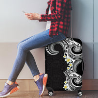 Aloha Polynesian Plumeria Flower Luggage Cover Black White Color LT03 - Polynesian Pride