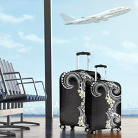 Aloha Polynesian Plumeria Flower Luggage Cover Black White Color LT03 - Polynesian Pride