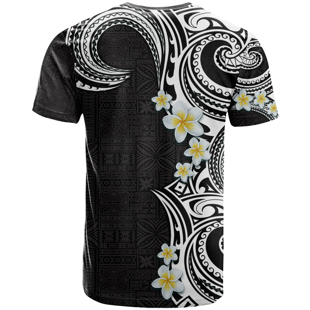 Aloha Polynesian Plumeria Flower T Shirt Black White Color