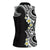 Aloha Polynesian Plumeria Flower Women Sleeveless Polo Shirt Black White Color