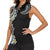 Aloha Polynesian Plumeria Flower Women Sleeveless Polo Shirt Black White Color
