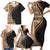 Samoa Siapo Motif and Tapa Pattern Half Style Family Matching Short Sleeve Bodycon Dress and Hawaiian Shirt Beige Color