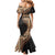 Samoa Siapo Motif and Tapa Pattern Half Style Mermaid Dress Beige Color