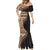 Samoa Siapo Motif and Tapa Pattern Half Style Mermaid Dress Beige Color