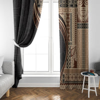Samoa Siapo Motif and Tapa Pattern Half Style Window Curtain Beige Color