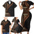 Samoa Siapo Motif and Tapa Pattern Half Style Family Matching Short Sleeve Bodycon Dress and Hawaiian Shirt Black Color
