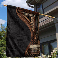Samoa Siapo Motif and Tapa Pattern Half Style Garden Flag Black Color