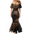 Samoa Siapo Motif and Tapa Pattern Half Style Mermaid Dress Black Color