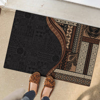 Samoa Siapo Motif and Tapa Pattern Half Style Rubber Doormat Black Color