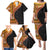 Samoa Siapo Motif and Tapa Pattern Half Style Family Matching Puletasi and Hawaiian Shirt Yellow Color