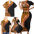 Samoa Siapo Motif and Tapa Pattern Half Style Family Matching Short Sleeve Bodycon Dress and Hawaiian Shirt Yellow Color