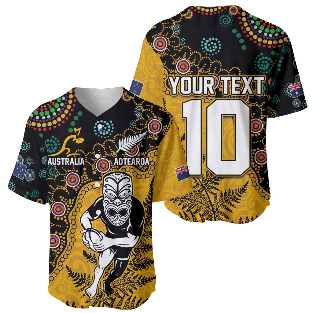 Custom New Zealand and Australia Rugby Baseball Jersey Maori Warrior With Aboriginal Version