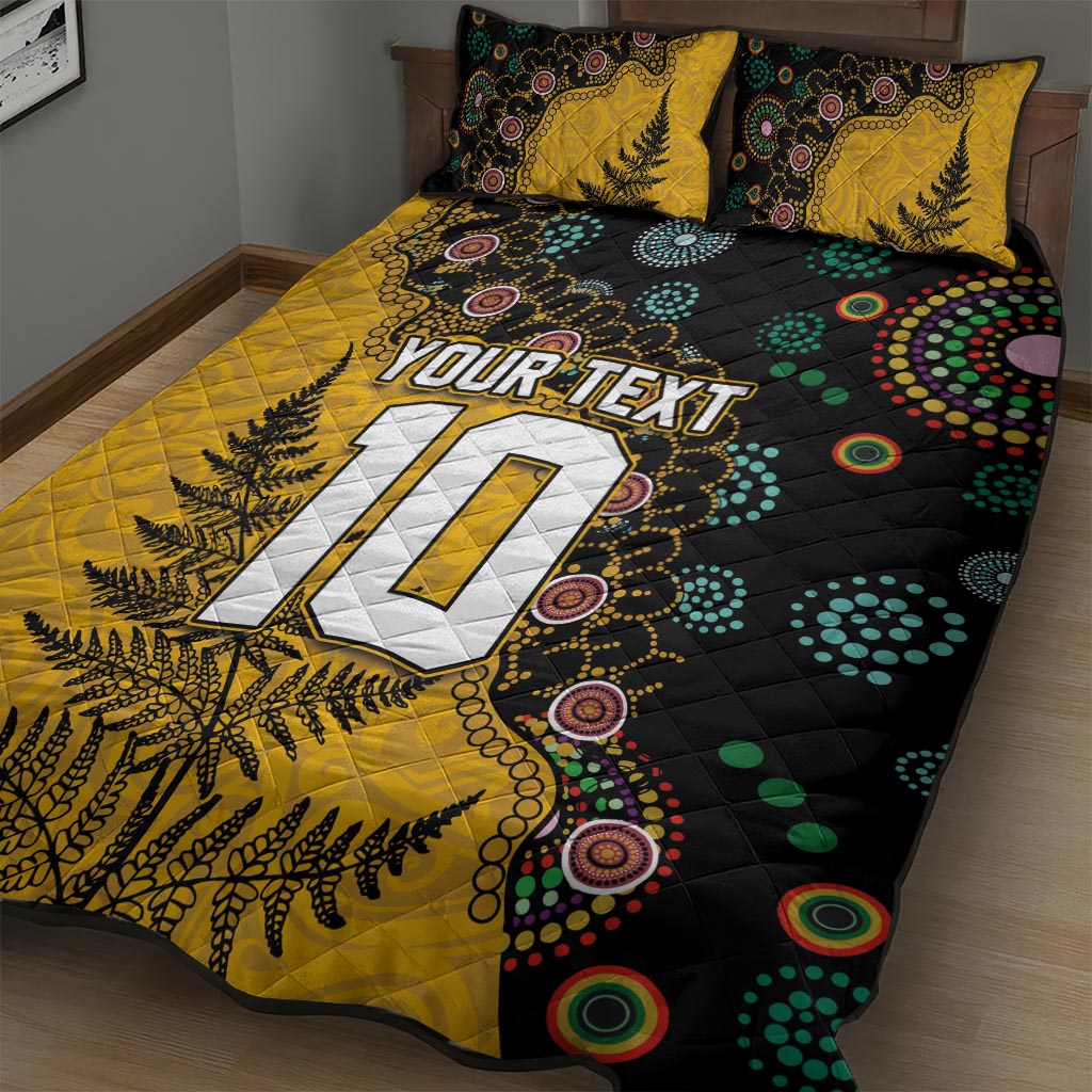 Custom New Zealand and Australia Rugby Quilt Bed Set Maori Warrior With Aboriginal Version