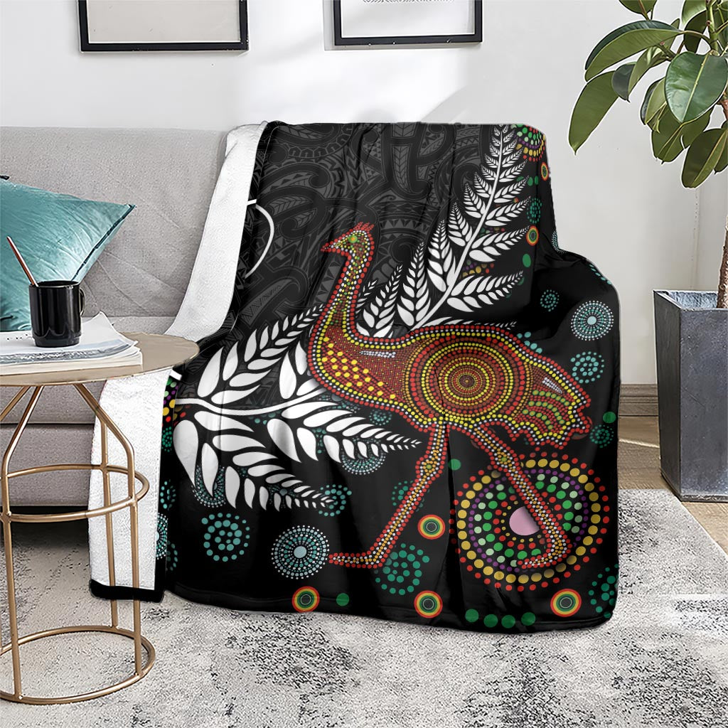 New Zealand Fern and Australia Emu Blanket Aboriginal Mix Maori Pattern