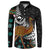 New Zealand Fern and Australia Emu Button Sweatshirt Aboriginal Mix Maori Pattern