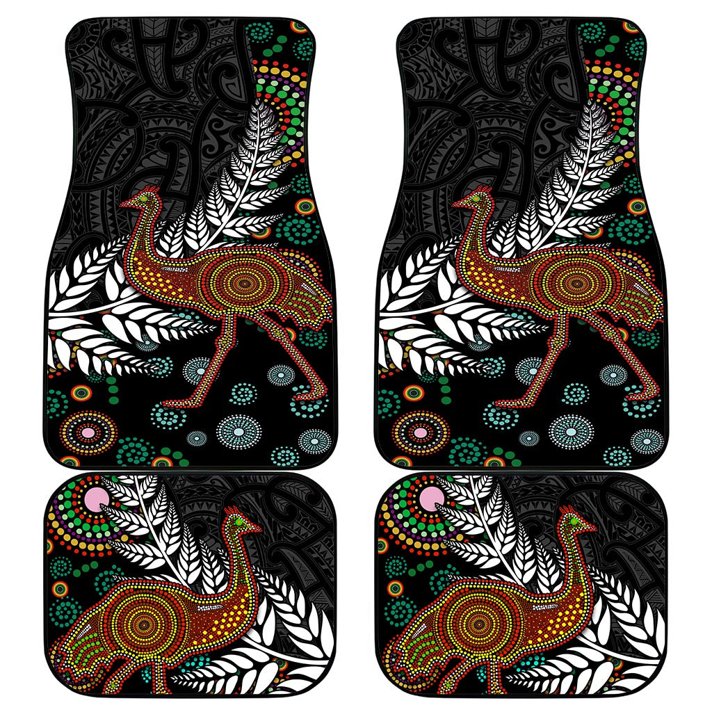 New Zealand Fern and Australia Emu Car Mats Aboriginal Mix Maori Pattern