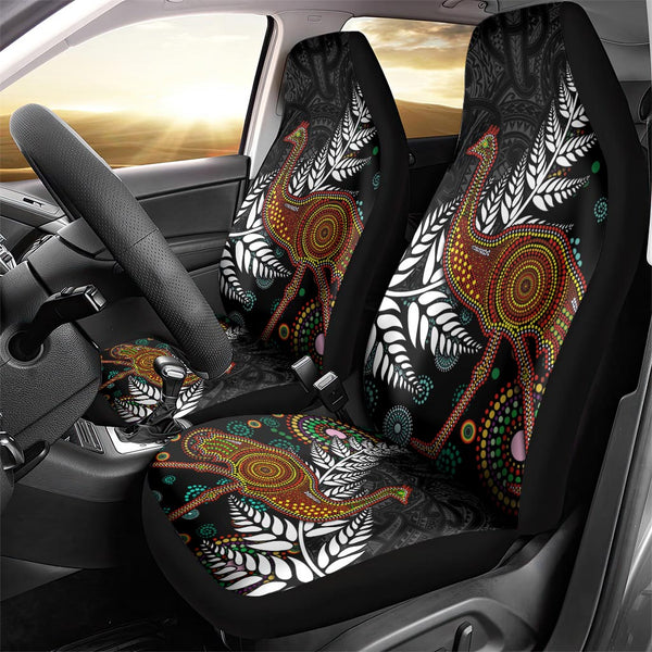 New Zealand Haka Rugby Maori Car Seat Cover Silver Fern Vibes - Paua Shell LT8 main image 0
