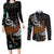 New Zealand Fern and Australia Emu Couples Matching Long Sleeve Bodycon Dress and Long Sleeve Button Shirt Aboriginal Mix Maori Pattern