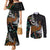 New Zealand Fern and Australia Emu Couples Matching Mermaid Dress and Long Sleeve Button Shirt Aboriginal Mix Maori Pattern