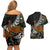 New Zealand Fern and Australia Emu Couples Matching Off Shoulder Short Dress and Hawaiian Shirt Aboriginal Mix Maori Pattern