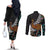 New Zealand Fern and Australia Emu Couples Matching Off The Shoulder Long Sleeve Dress and Long Sleeve Button Shirt Aboriginal Mix Maori Pattern
