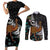 New Zealand Fern and Australia Emu Couples Matching Short Sleeve Bodycon Dress and Long Sleeve Button Shirt Aboriginal Mix Maori Pattern
