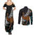 New Zealand Fern and Australia Emu Couples Matching Summer Maxi Dress and Long Sleeve Button Shirt Aboriginal Mix Maori Pattern