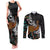 New Zealand Fern and Australia Emu Couples Matching Tank Maxi Dress and Long Sleeve Button Shirt Aboriginal Mix Maori Pattern