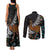 New Zealand Fern and Australia Emu Couples Matching Tank Maxi Dress and Long Sleeve Button Shirt Aboriginal Mix Maori Pattern