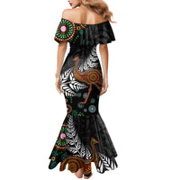 New Zealand Fern and Australia Emu Mermaid Dress Aboriginal Mix Maori Pattern