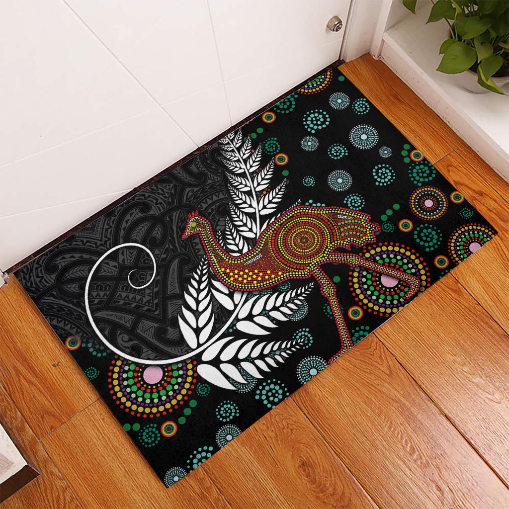 New Zealand Fern and Australia Emu Rubber Doormat Aboriginal Mix Maori Pattern