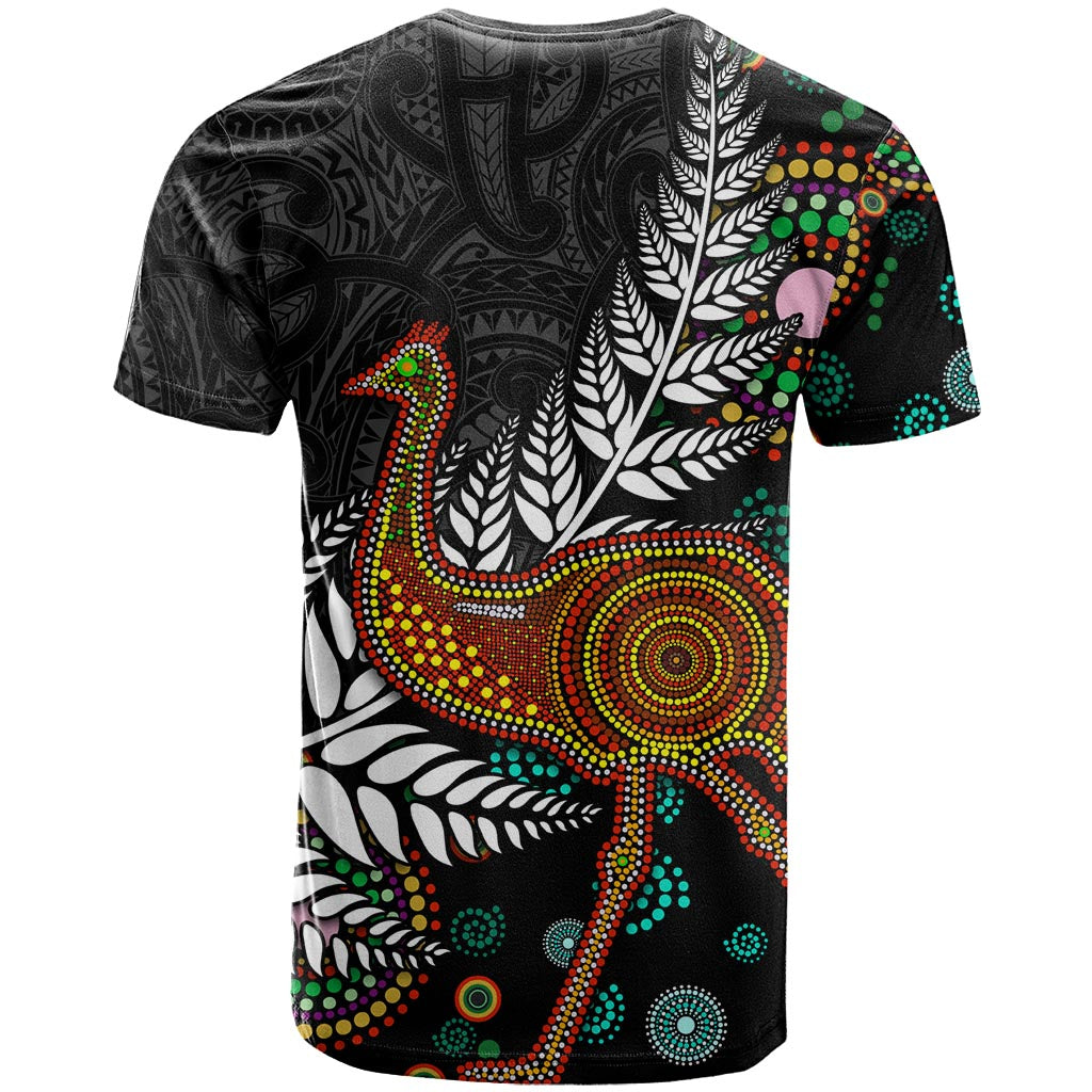 New Zealand Fern and Australia Emu T Shirt Aboriginal Mix Maori Pattern